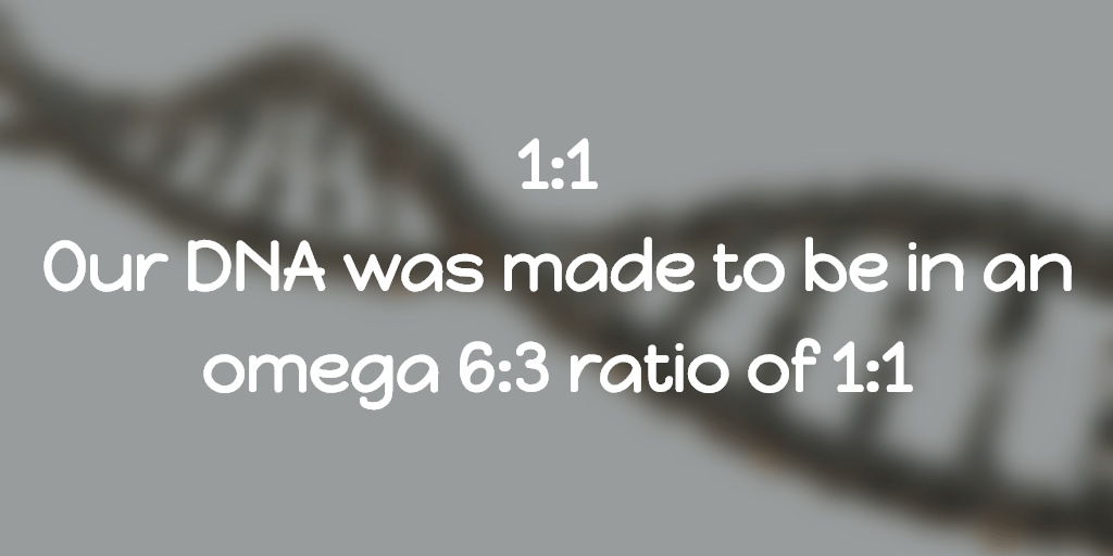 Our DNA was Programed to an omega 6:3 ratio of 1:1