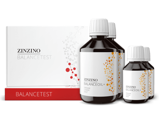 Zinzino BalanceTest box with BalanceOil+ bottles – omega-3 test-based supplement kit