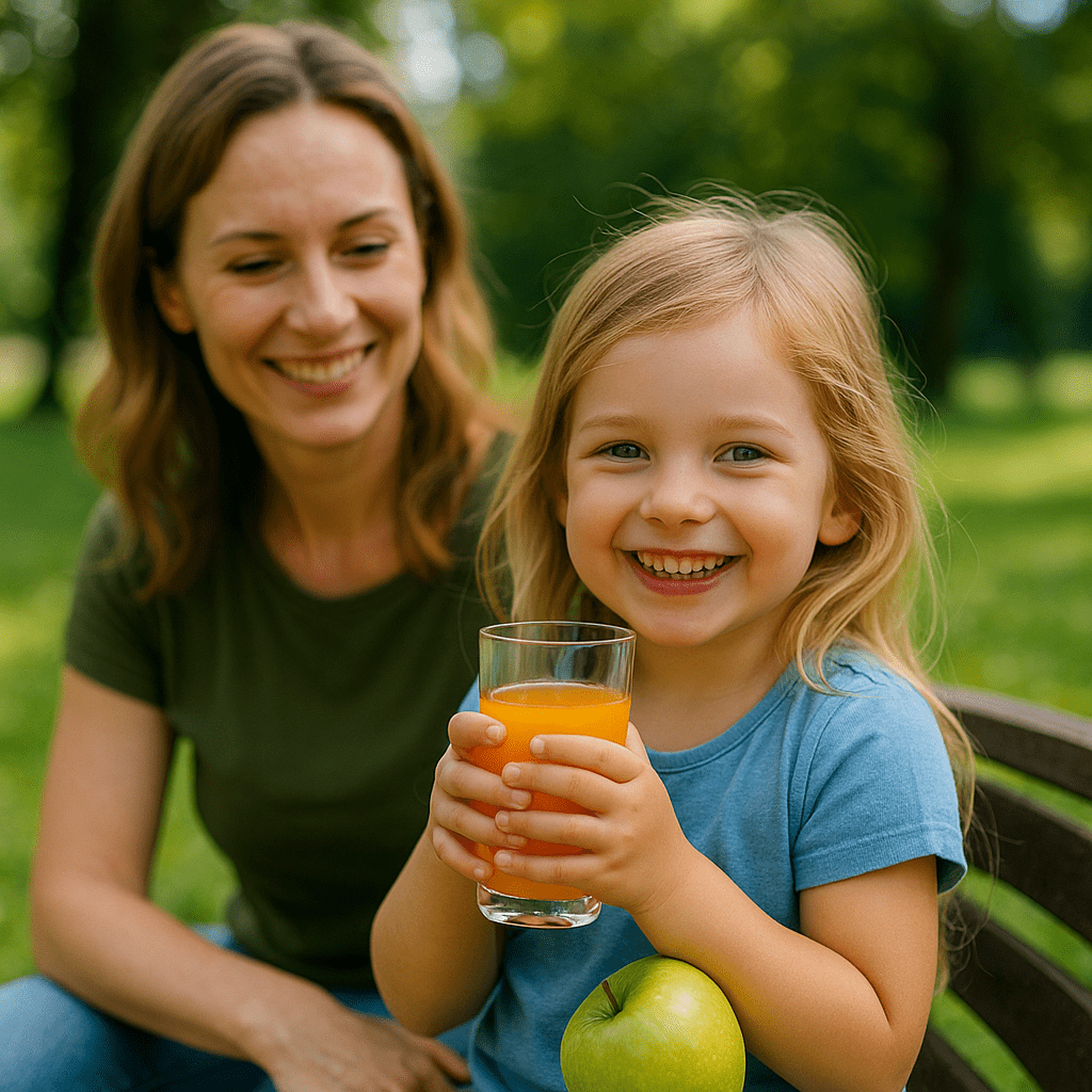 Family outdoors with balanced lifestyle
